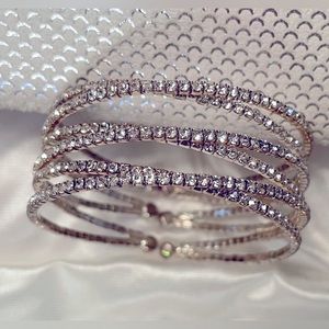 NWOT White Diamond Style Colour Bracelet Open Cuff CrissCross Open Cuff